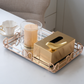 Statement tissue box décor accessory in metallic finish