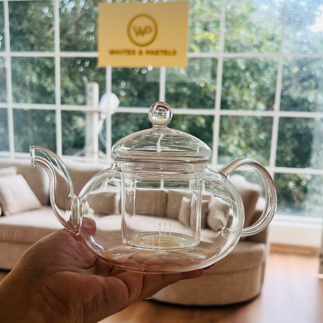 Glass teapot with strainer – induction and microwave safe