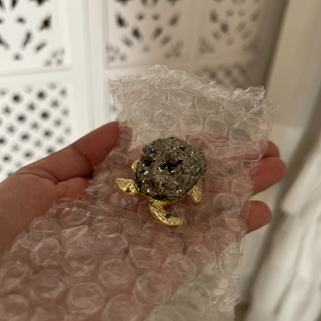 Turtle with Pyrite for Tray decor