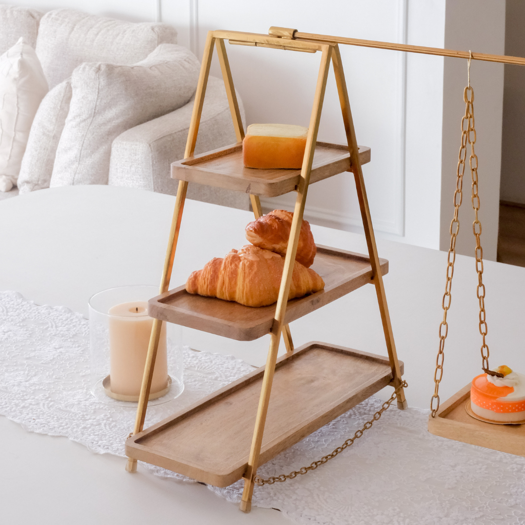 Wooden snack display stand for bridal showers