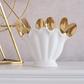 White Shell Cutlery Holder – Matte Ceramic Utensil Stand