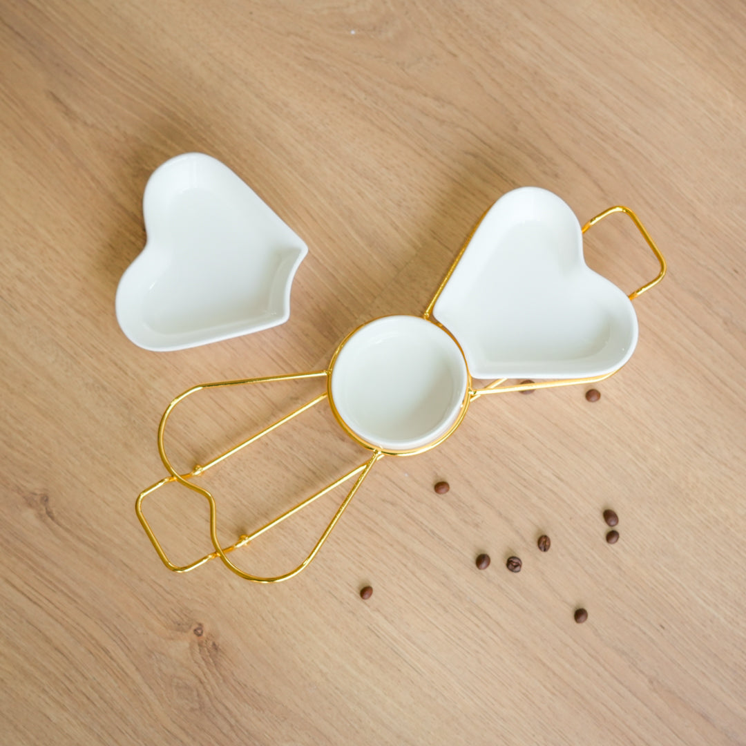 Elegant White & Gold Snack Serving Set for Gifting