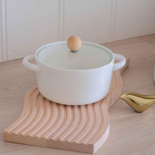 White Ceramic Serving Bowl with Glass Lid & Optional Stainless Steel Spoon – 1500 ml