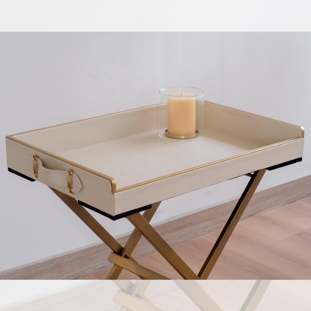 Luxury breakfast in bed serving tray with foldable stand and premium PU leather finish