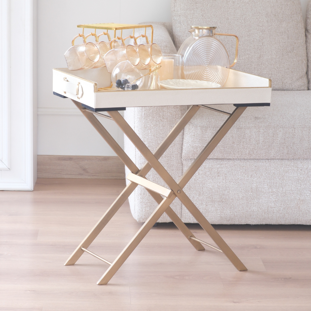 White Butler Tray with glassware