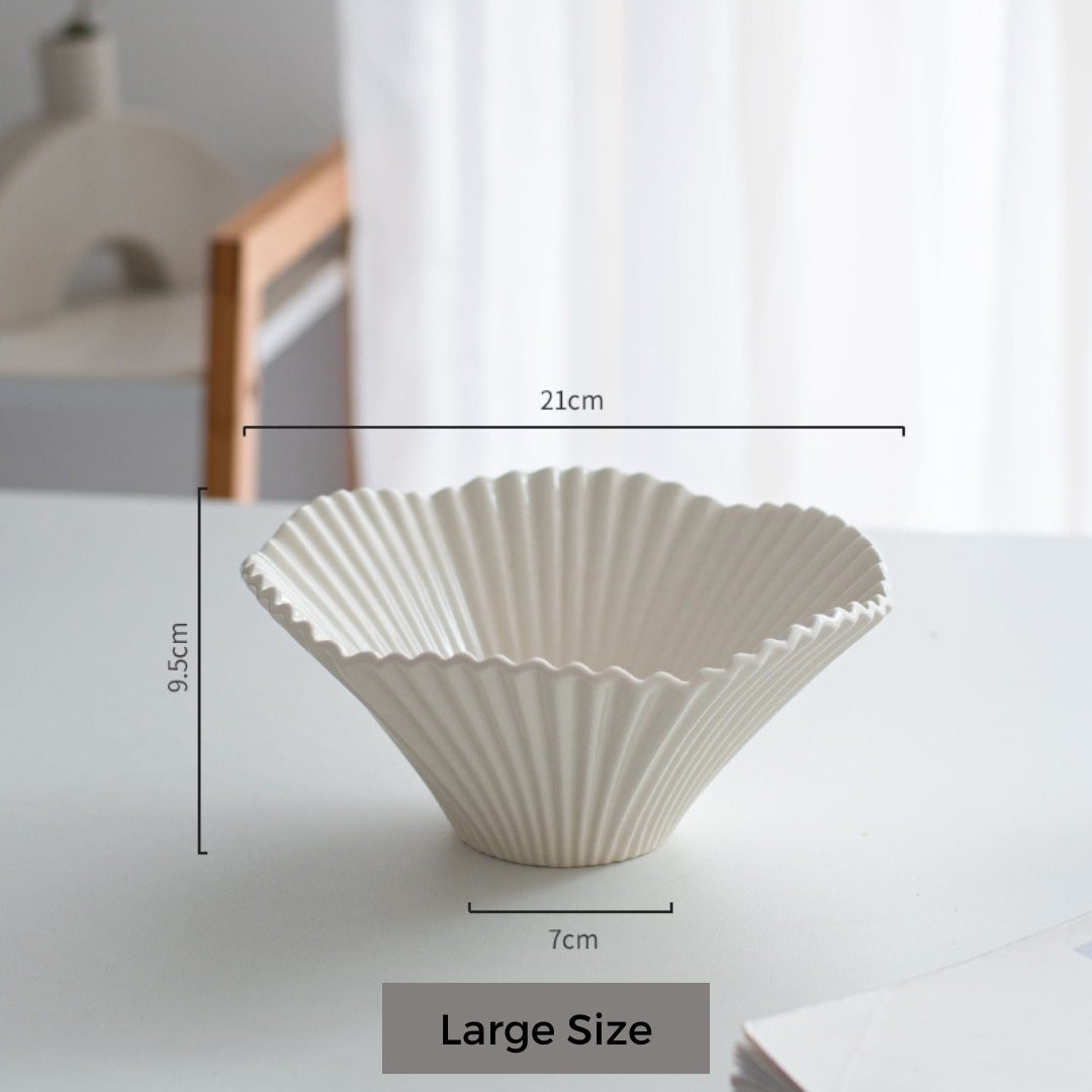 Embossed White Porcelain Serving Bowl – Luxurious Paper Fold Style - 2 sizes