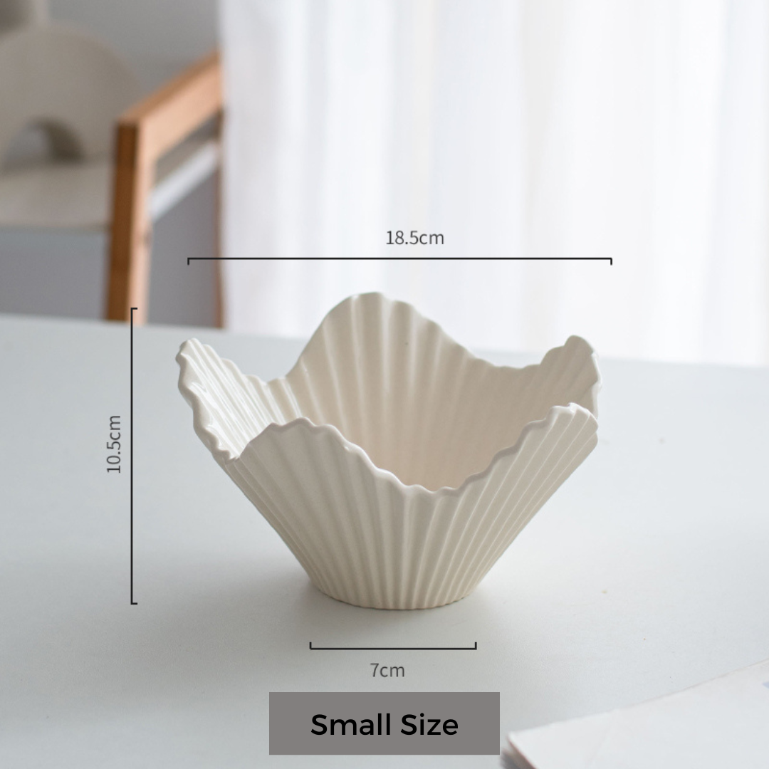 Embossed White Porcelain Serving Bowl – Luxurious Paper Fold Style - 2 sizes