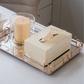 Elegant white tissue box holder for minimalist home décor