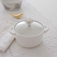 Non-porous white ceramic serving pot with food-safe glazed finish