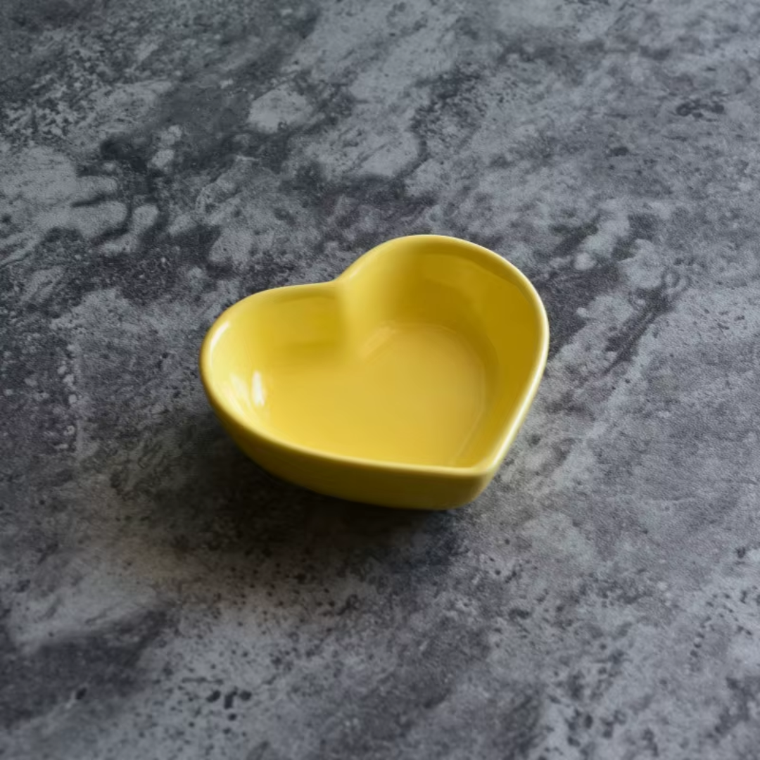 Yellow ceramic heart bowls for gifting and home decor