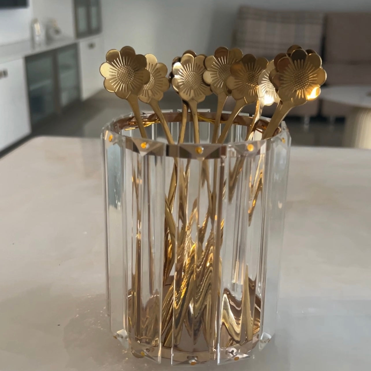 Elegant floral stainless steel stirrer in gold finish