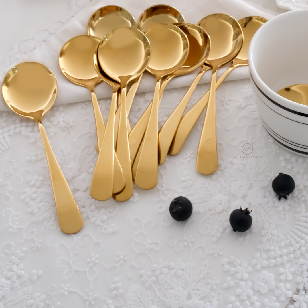 Soup Spoons | Silver & Gold | Set of 6 or 12