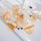 Elegant amber glass cup set for serving beverages