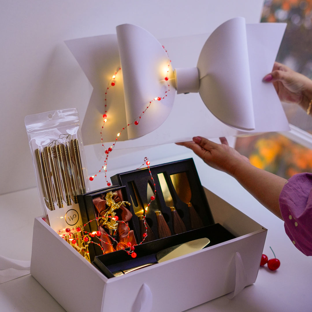 Complete Gourmet Hamper with Chopsticks, Cheese Knives and Cocktail Bottle