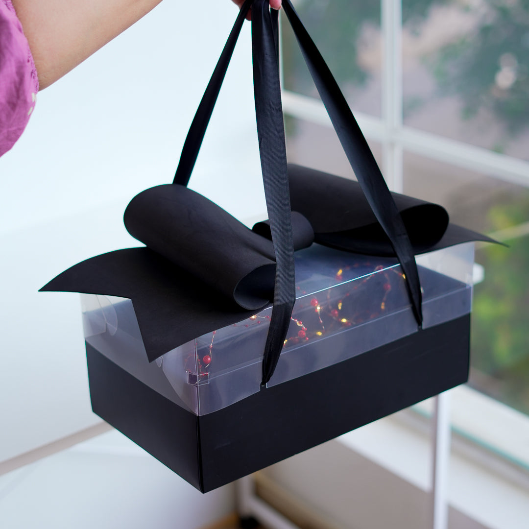 Wine and Cheese Gift Hamper with Cake Serving Set and Fairy Lights