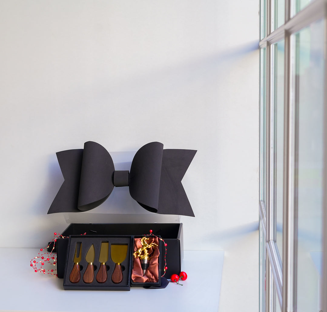 Wine & Cheese Gift Hamper in a Bow Box – 4 Curated Sets