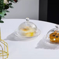 Glass Dessert Plate with Cloche Dome | Ribbed design