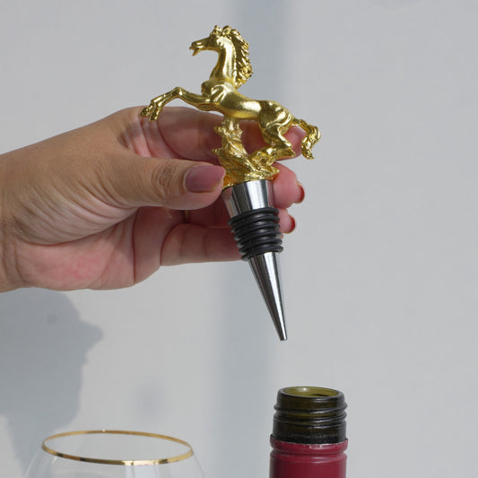 Luxury Horse-Shaped Wine Bottle Stopper in Stainless Steel