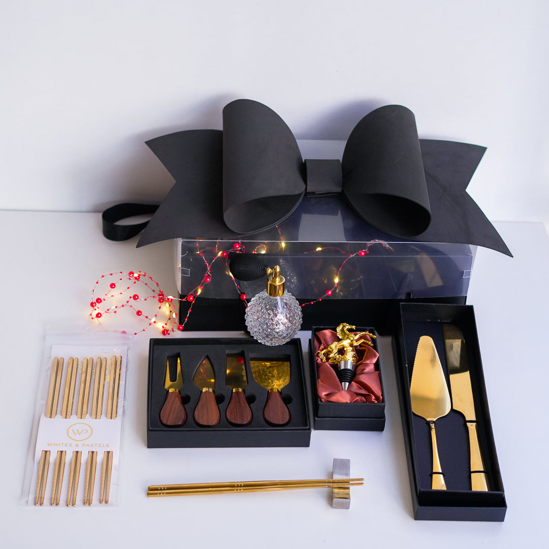 Wine & Cheese Gift Hamper in a Bow Box – 4 Curated Sets