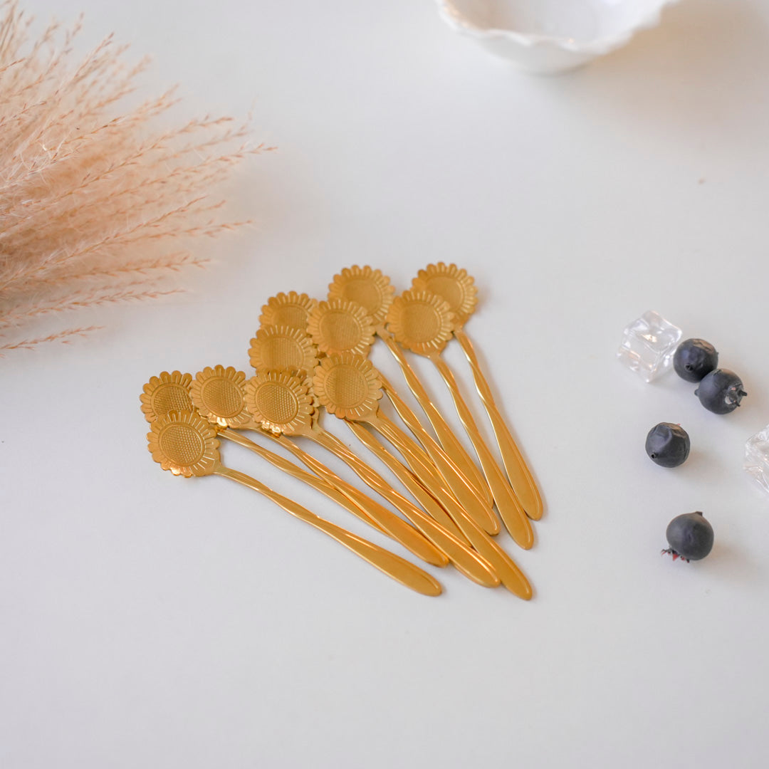 gold pvd tea spoons stainless steel