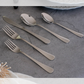 Minimalist stainless steel dinner cutlery set for stylish home dining and entertaining guests.