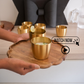 Drinking Glass Set of 6 | Matte Gold Stainless Steel Tumbler with Gift Box | 250 ml