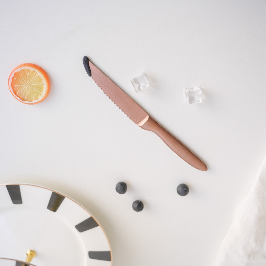 modern kitchen knife in rose gold