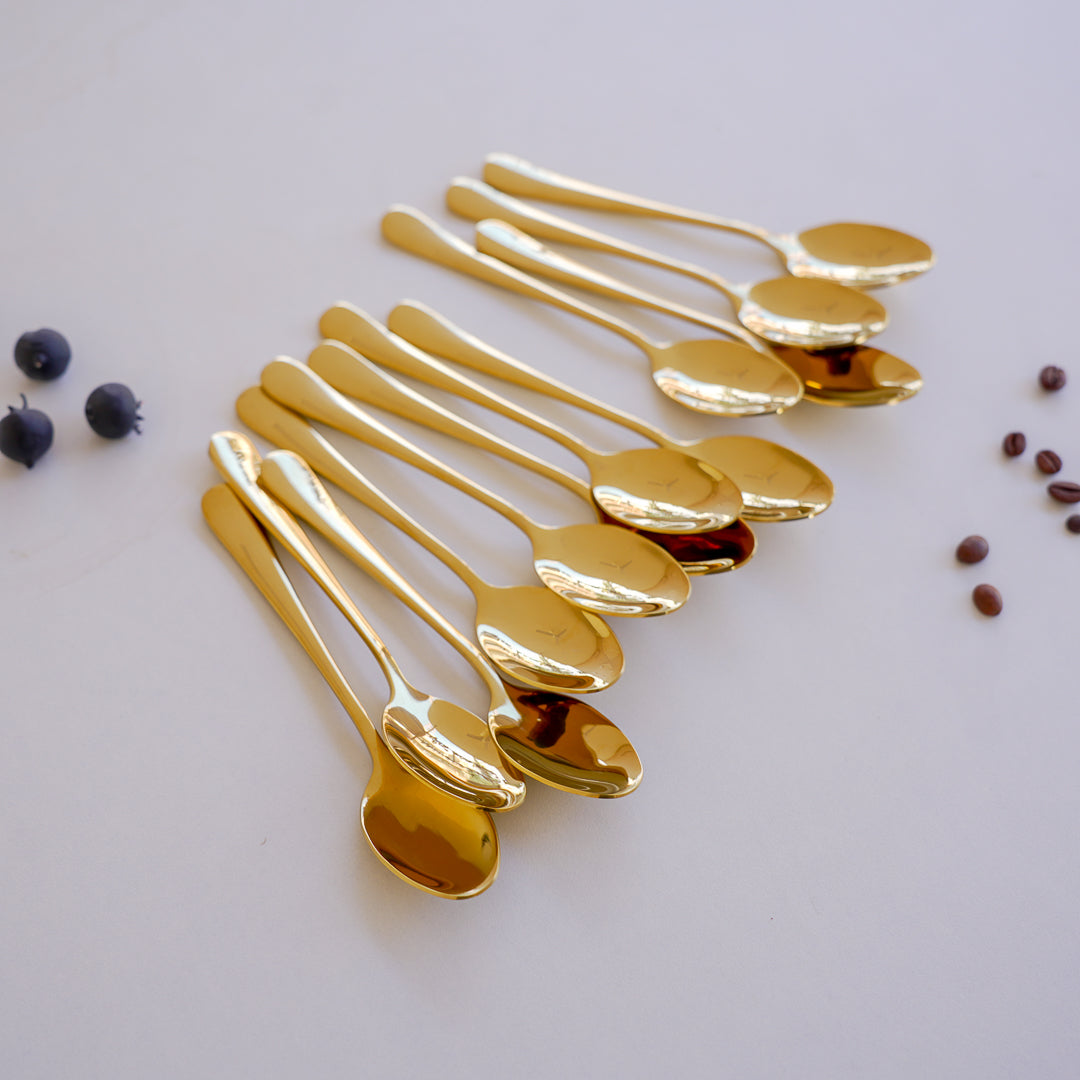 Dinner Spoons  – Set of 6 / 12 | Silver & Gold | 304 Stainless Steel