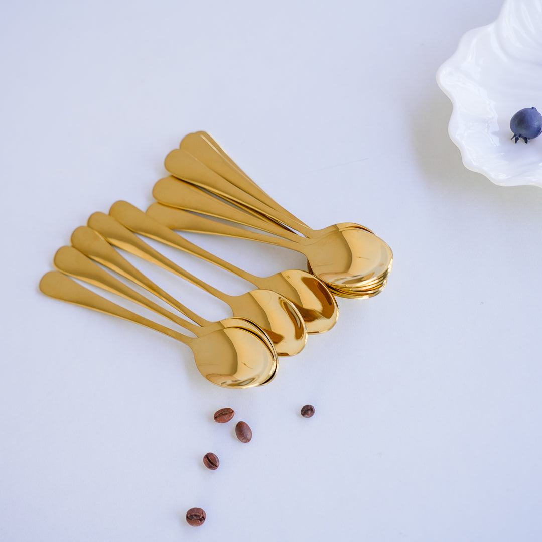 Dinner Spoons  – Set of 6 / 12 | Silver & Gold | 304 Stainless Steel