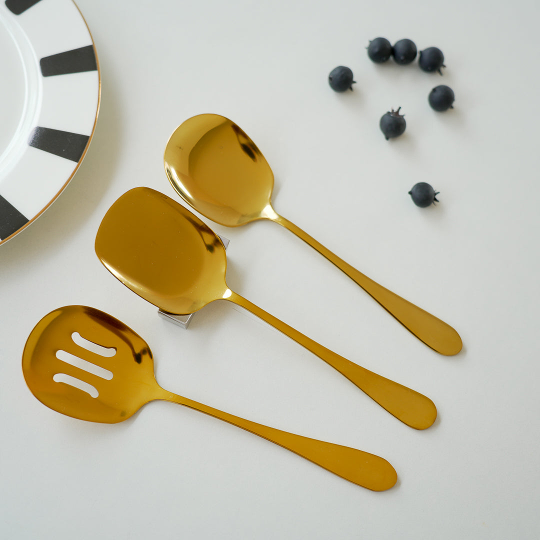 Elegant Golden Serveware for Rice and Vegetables – Stainless Steel