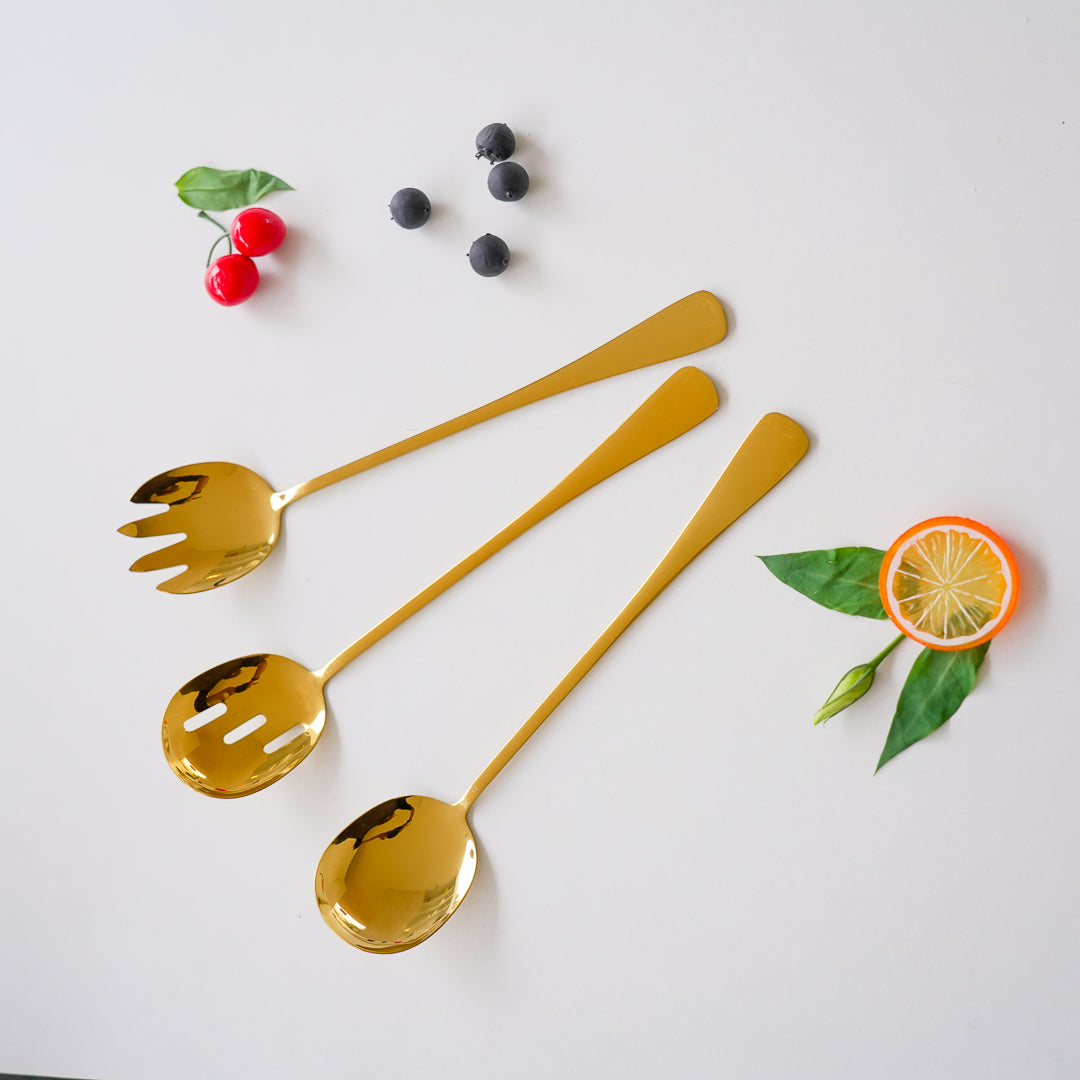 Luxury Golden Serveware for Salads and Dry Dishes – Stainless Steel