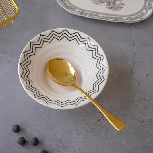 Oval stainless steel serving spoon gold PVD finish