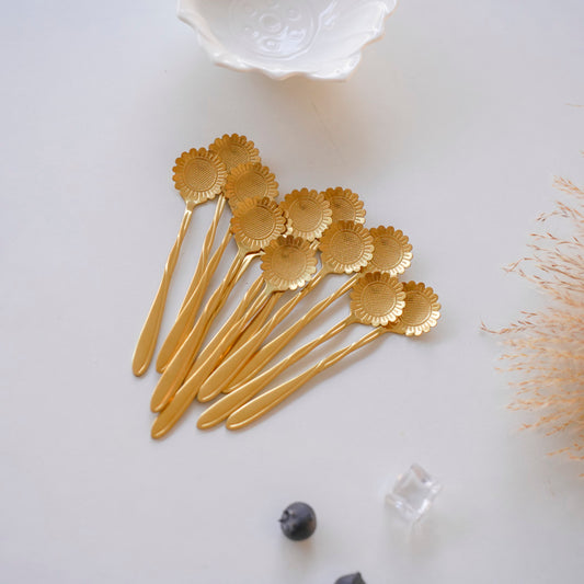 sunflower gold dessert spoons set
