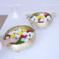 Handcrafted Gold Brass Urli with Peacock Handles | Chitai Work (10 & 12 Inch)