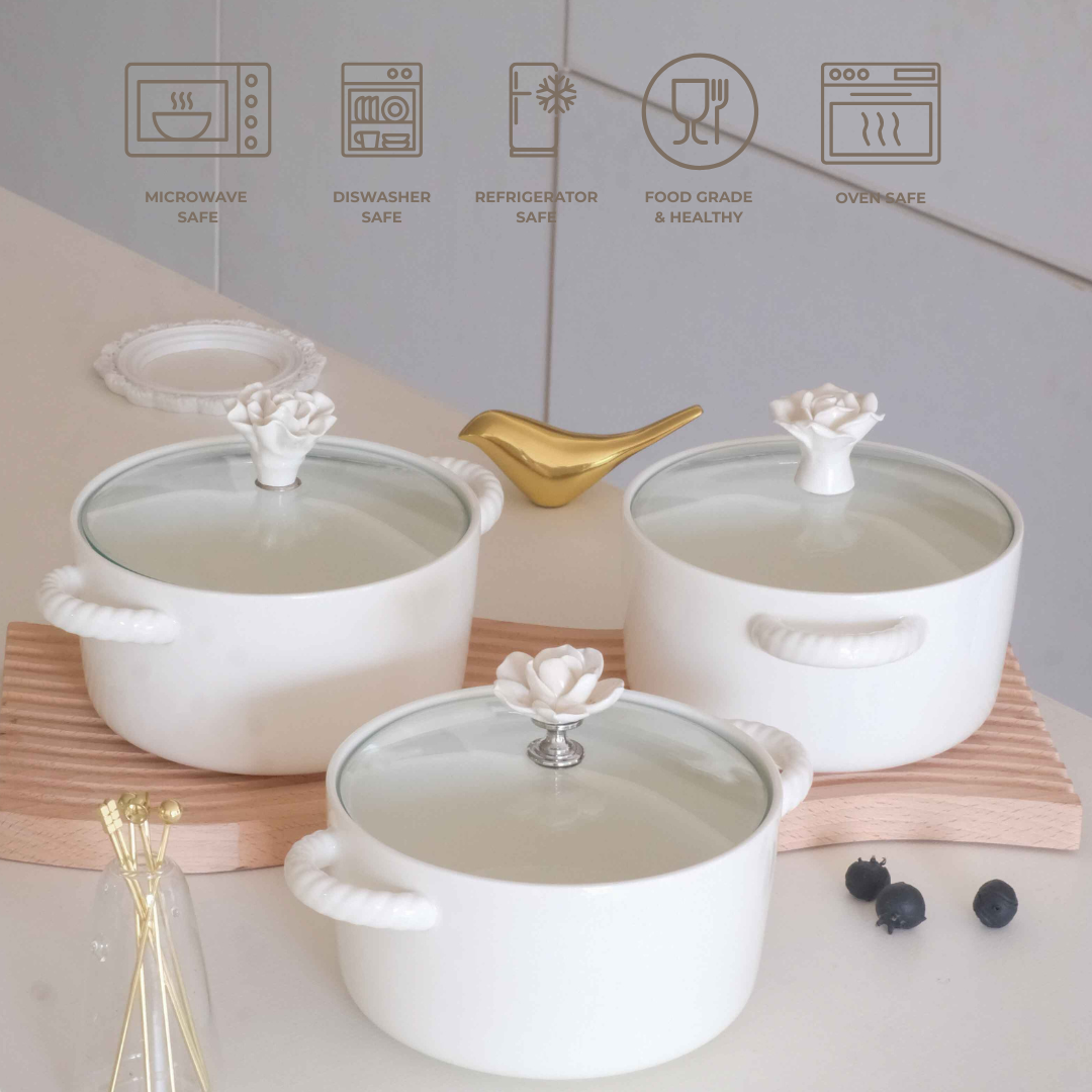 Contemporary ceramic serving bowl ideal for serving warm meals