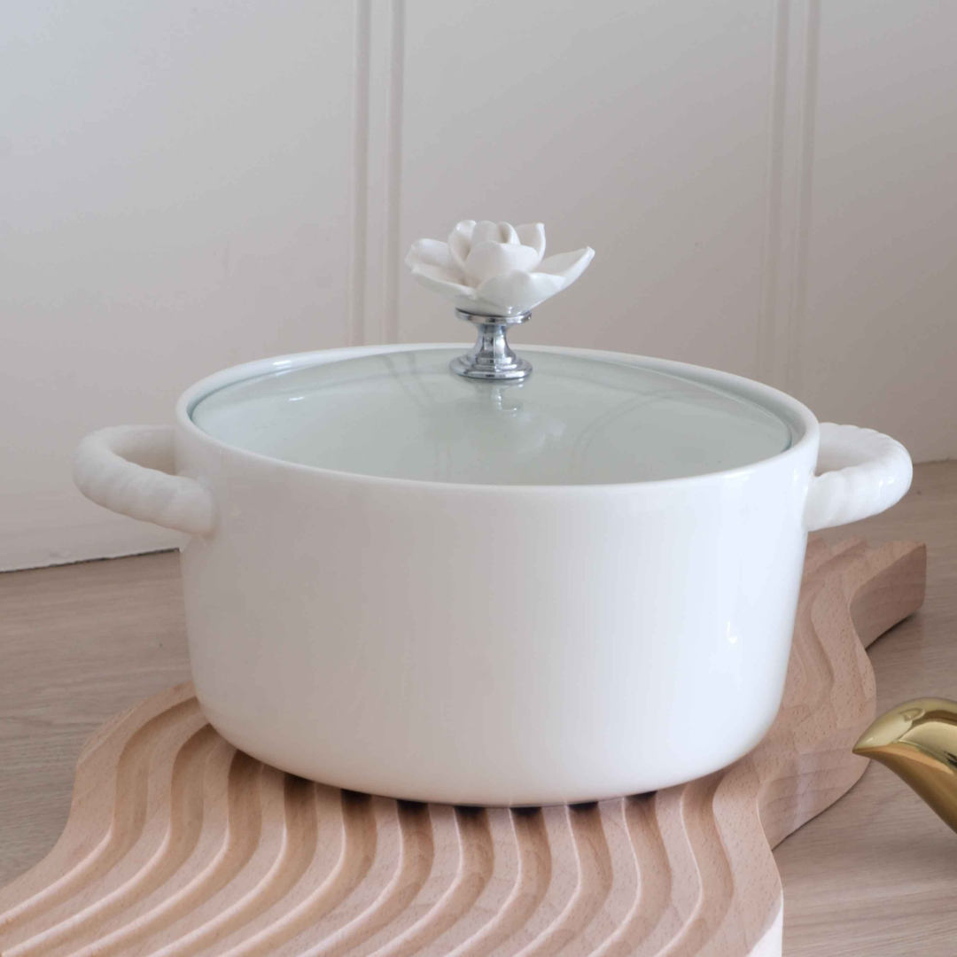 White ceramic serving pot perfect for festive meals and entertaining guests