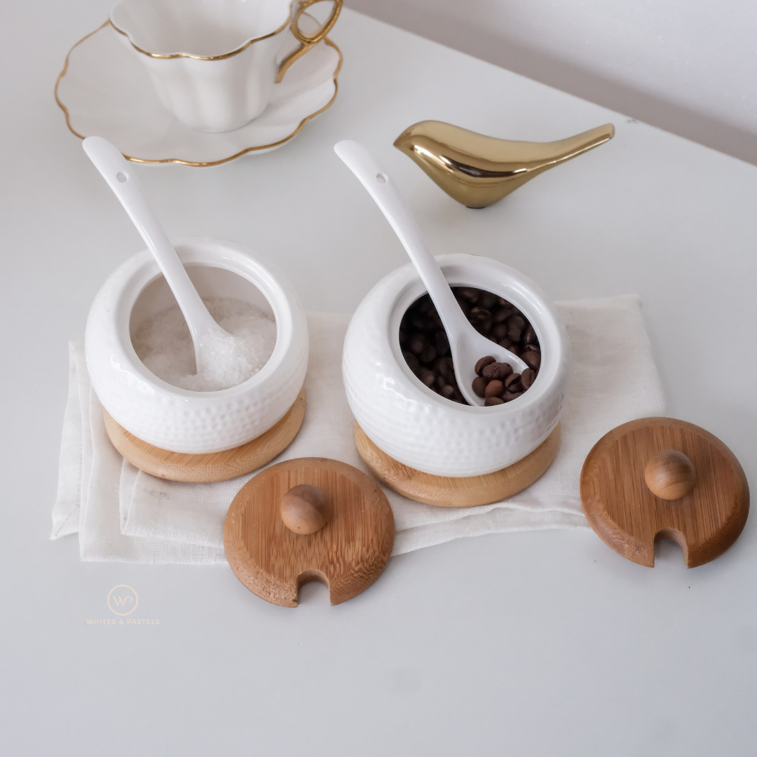 Elegant condiment jar for dining table and coffee station