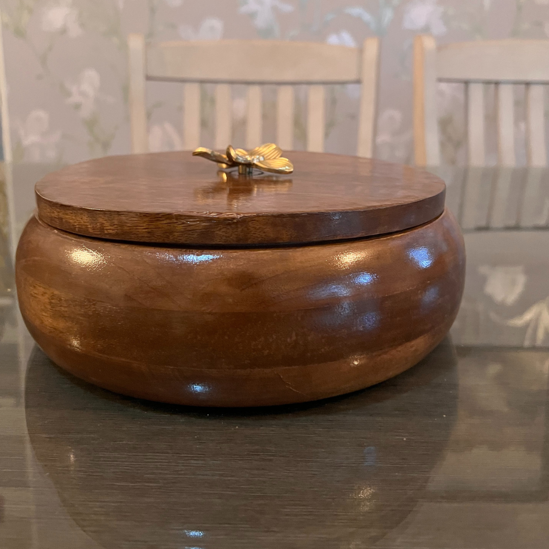 Wooden Roti Chapati Box with lid