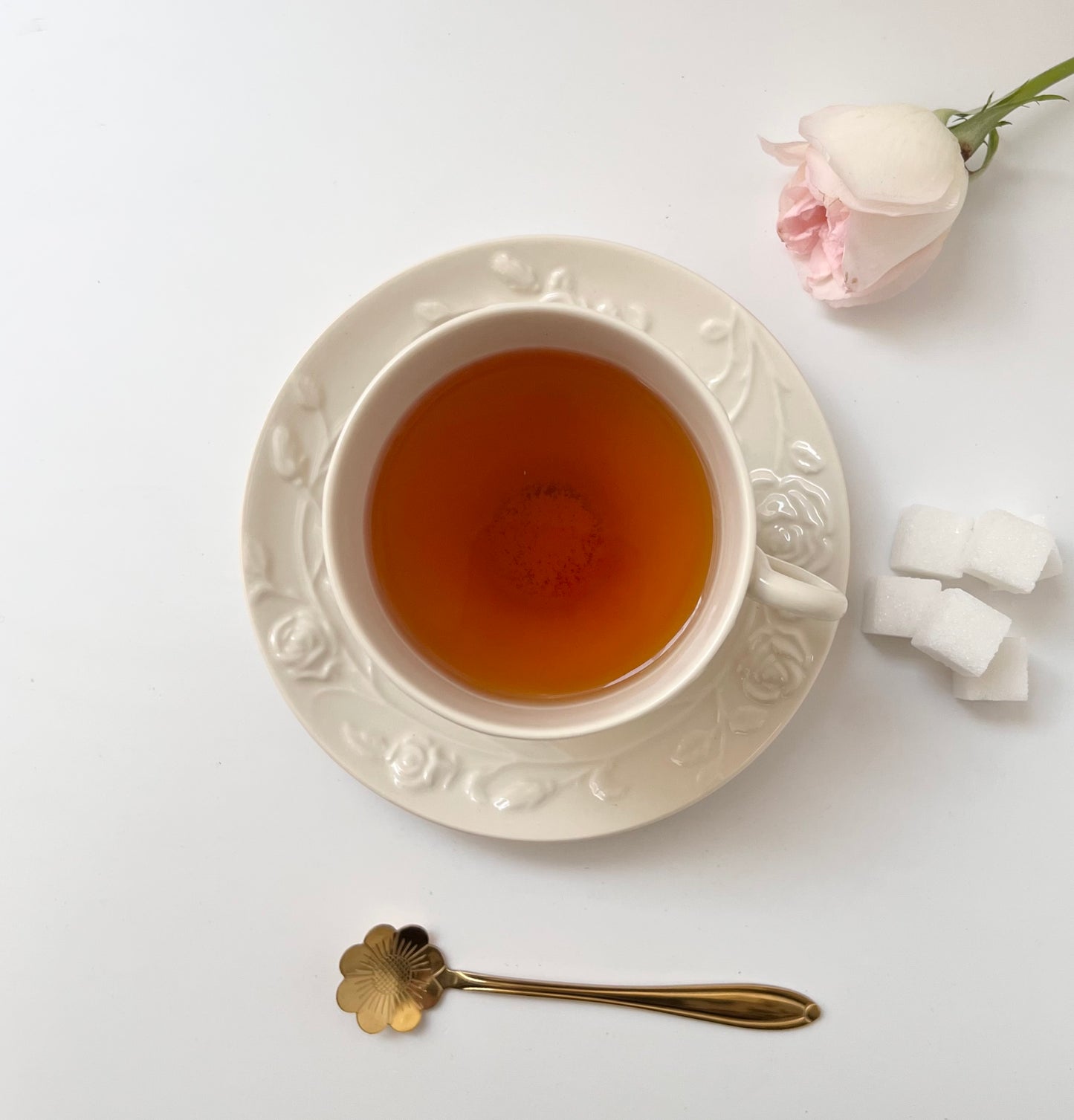 European Embossed Tea Cup and Saucer