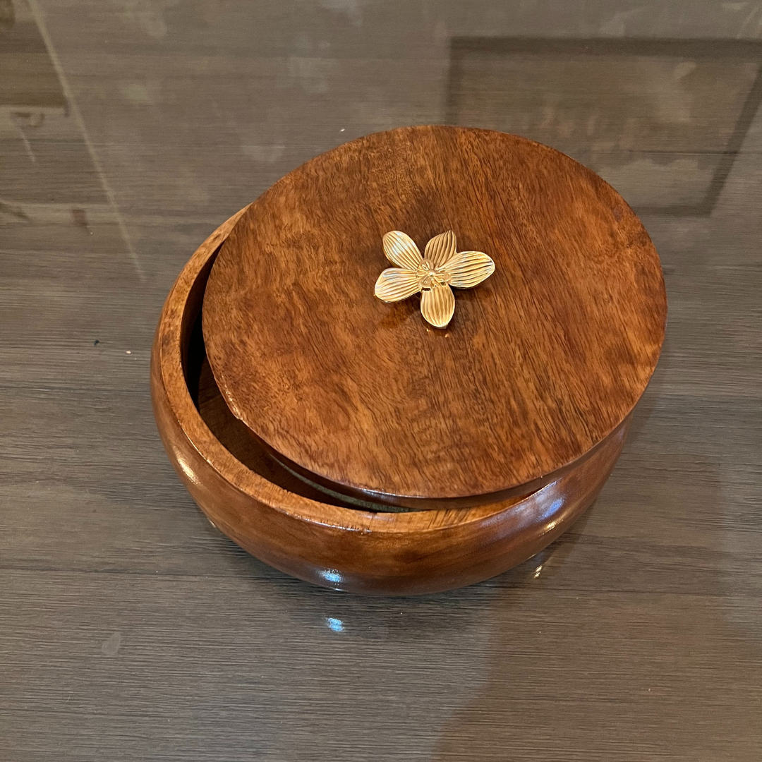 Wooden Roti Chapati Box with lid