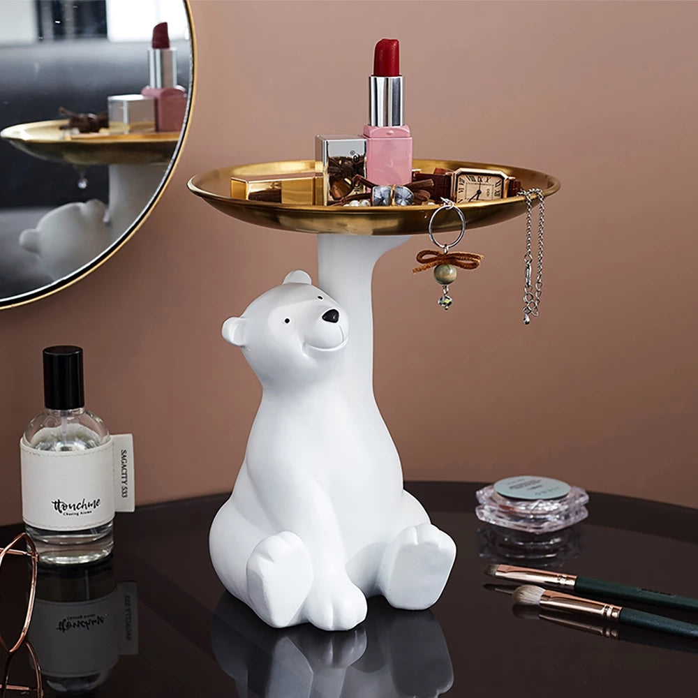 Bear Sitting Sculpture and Vanity Tray