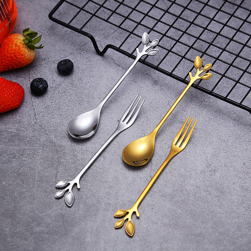 Leaf design Cutlery - Gold & Silver combo