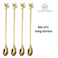 Gold Spoon Stirrer - Golden Leaf design