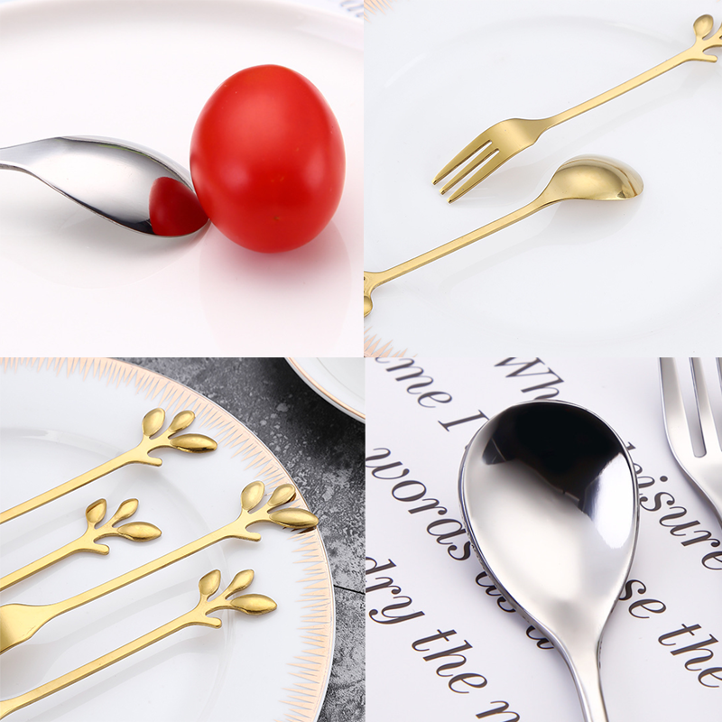 Leaf design Cutlery - Gold & Silver combo