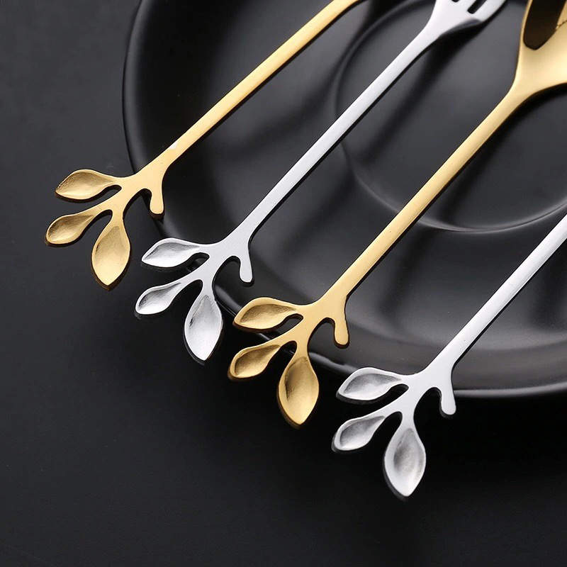 Leaf design Cutlery - Gold & Silver combo