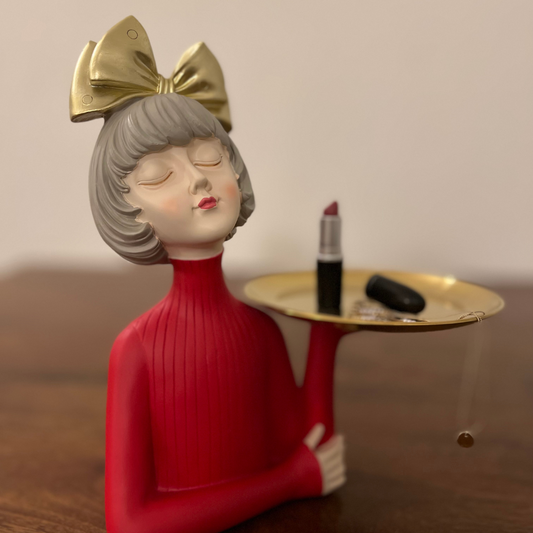 Girl Sculpture Tray - Red