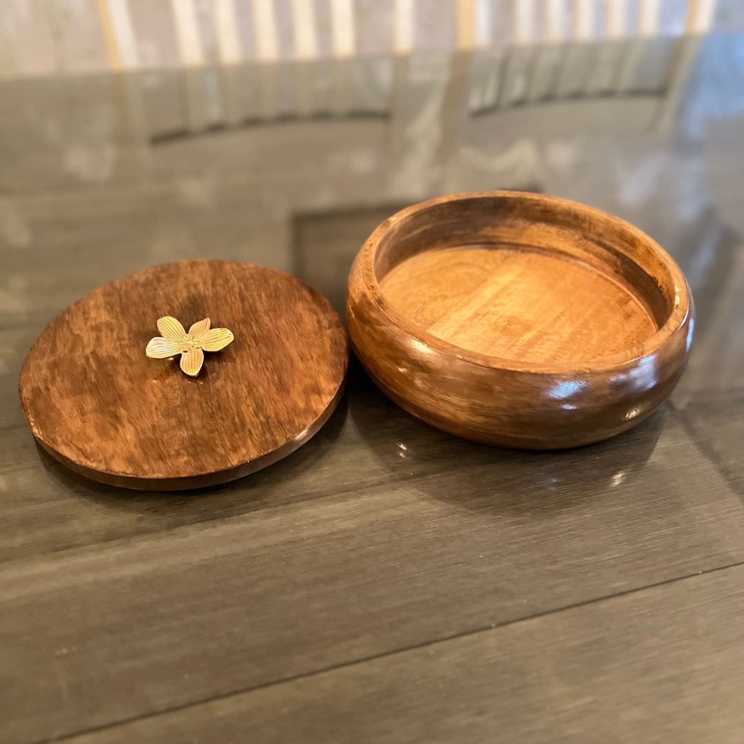 Wooden Roti Chapati Box with lid