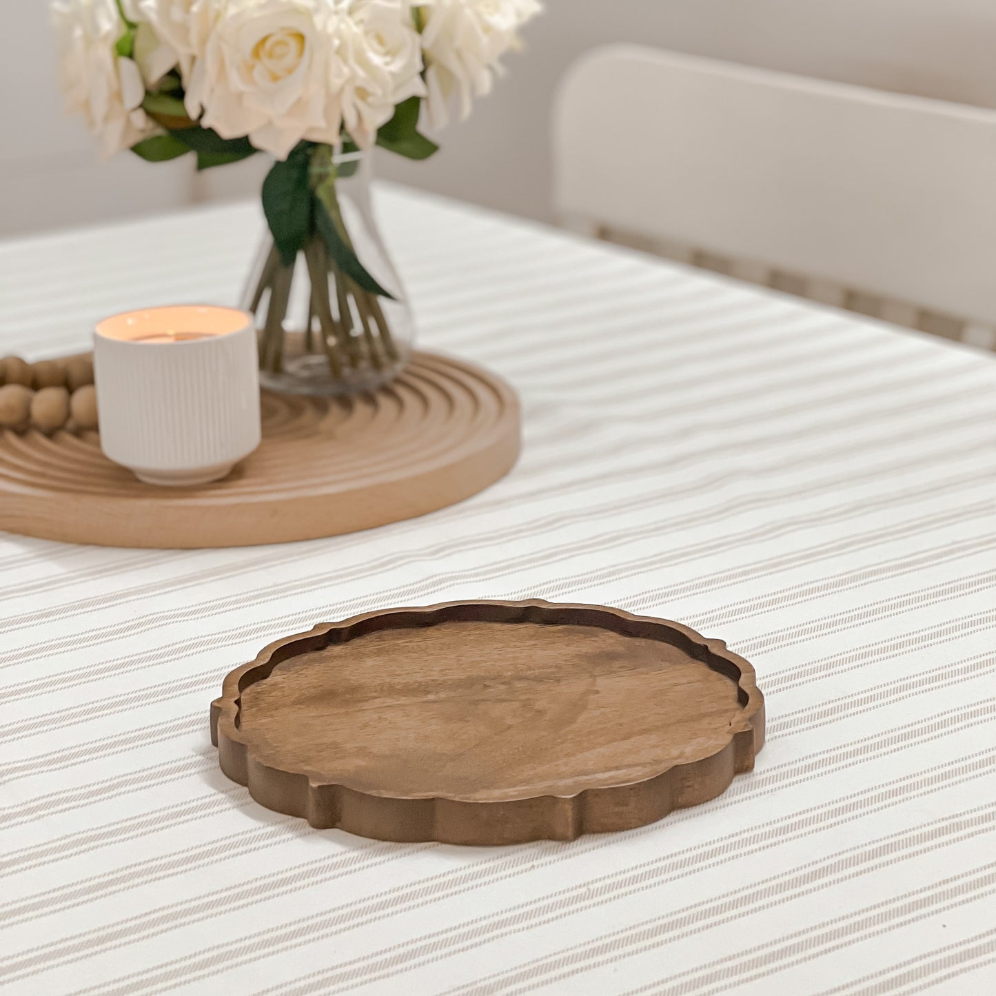 Wooden Tray for Serving - Lotus shape