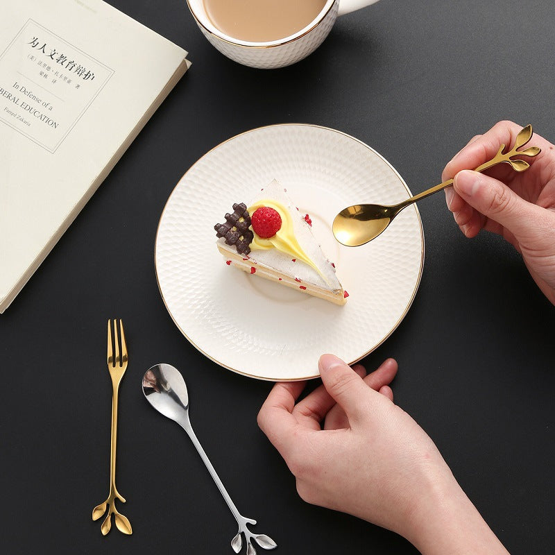 Leaf design Cutlery - Gold & Silver combo