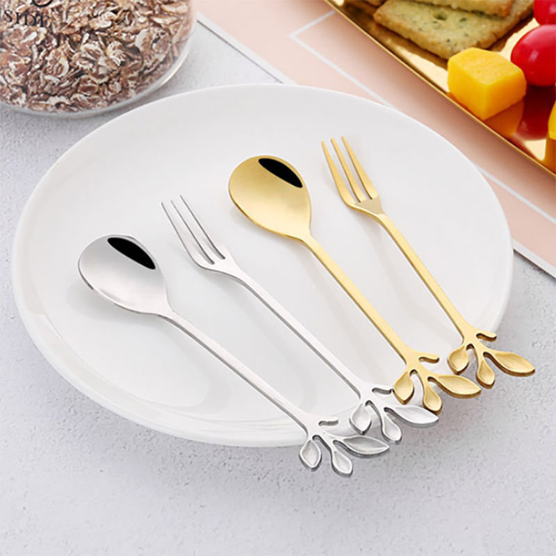 Leaf design Cutlery - Gold & Silver combo
